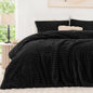 EXQ Home Fluffy Comforter Set Queen Size,3 Pieces Bed Set,Black