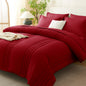 CozyLux Queen Comforter Set Beige - 7 Pieces Vertical Quilted Bed in a Bag