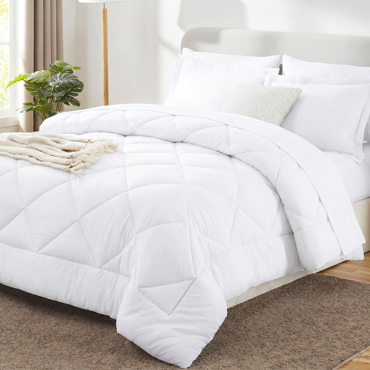 CozyLux Full Comforter Set 82"x86" Burgundy - 7 Piece Bed in a Bag