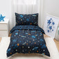 david's kids 4 Piece Toddler Bedding Set - Soft Breathable Toddler Bedding Set for Boys Girls, Includes Quilted Comforter, Flat Sheet, Fitted Sheet and Pillowcase, Dinosaur Navy