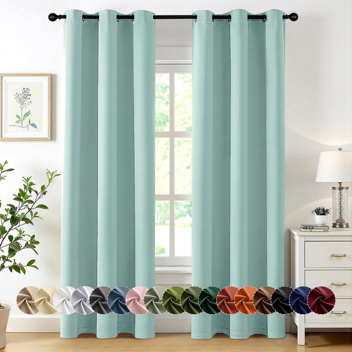 MIULEE Blackout Curtains for Bedroom 2 Panels 40 x 63 Inch Long Black