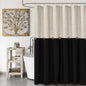 DOSLY IDÉES Farmhouse Shower Curtain,Beige and Gray Stripe,Button Curtain,Linen and Cotton Woven Fabric,Rustic Charm Country Chic Style,72x72 in