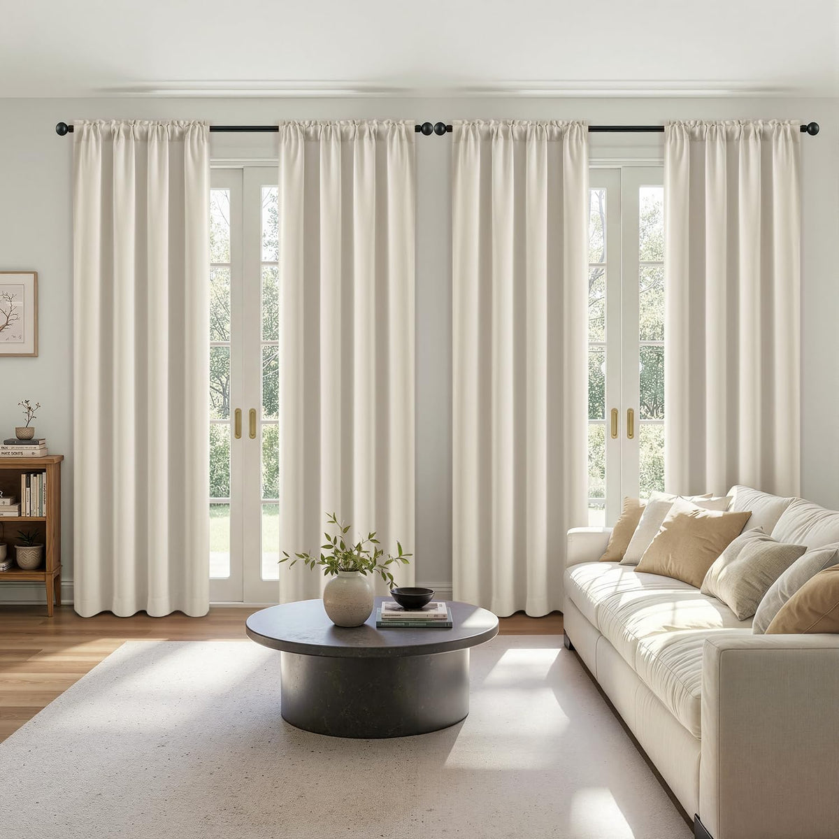 MIULEE Black Blackout Curtains 63 Inch Length for Bedroom Set of 4 Panels