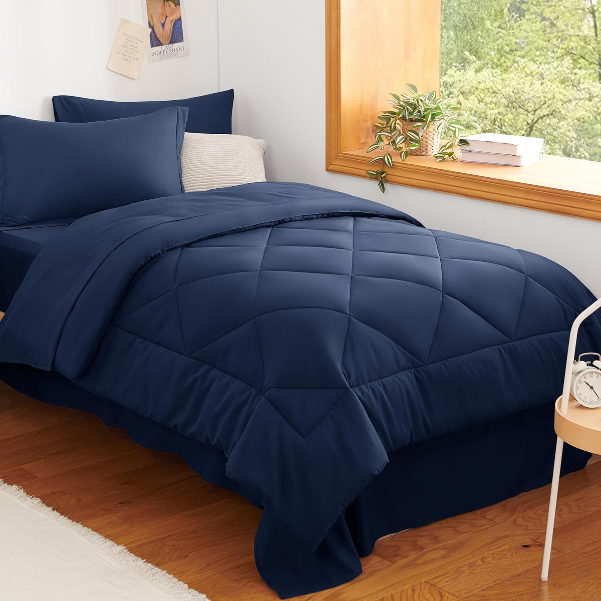 CozyLux Full Comforter Set 82"x86" Burgundy - 7 Piece Bed in a Bag