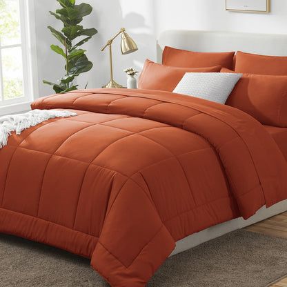 CozyLux Full Size Comforter Sets Black - 7 Pieces Bed in a Bag