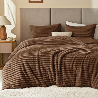 EXQ Home Fluffy Comforter Set Queen Size,3 Pieces Bed Set,Black