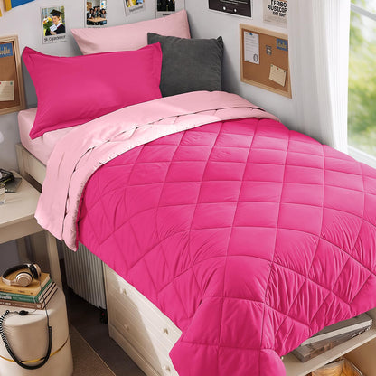 MUXHOMO Queen Comforter Set 7 Pieces, Reversible Bed in a Bag, Red/Black