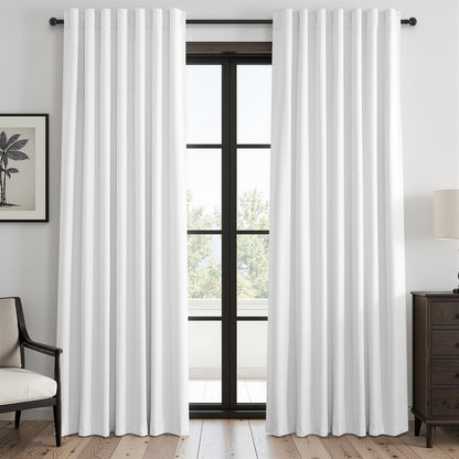 Topfinel Cream Linen Blackout Curtains 84 Inch Long for Bedroom Living Room, Ivory Pinch Pleat Back Tab Full Blackout Drapes Farmhouse Boho Curtains for Window, White Neutral Curtains 52" X 84" 7 FT