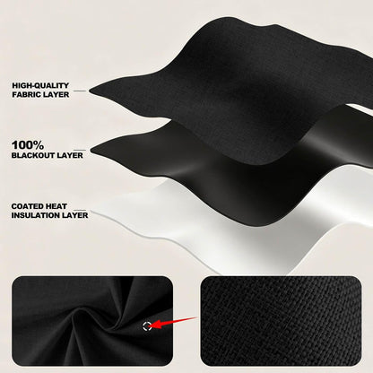 Jilron Adhesive Curtain,100% Blackout Curtains, No Drilling, Suitable for Multi-Scenes Privacy Protection (Black - W35 × L60 in)
