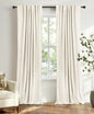 Linen Total Blackout Curtains for Bedroom Living Room 84 Inch, Cream