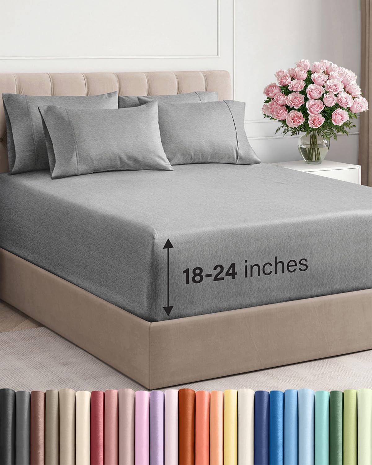 CGK Extra Deep King Sheet Set - 6pc Cooling Sheets - White
