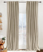 Linen Total Blackout Curtains for Bedroom Living Room 84 Inch, Cream