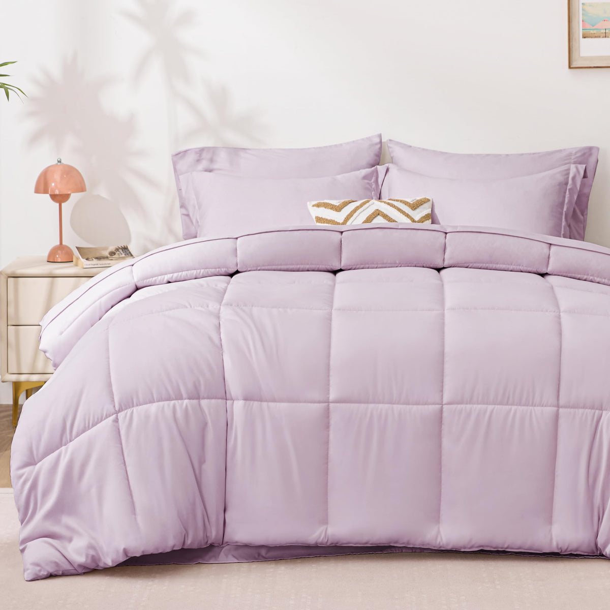 Love's cabin Queen Comforter Set, 7 Pieces Bed in a Bag, Black