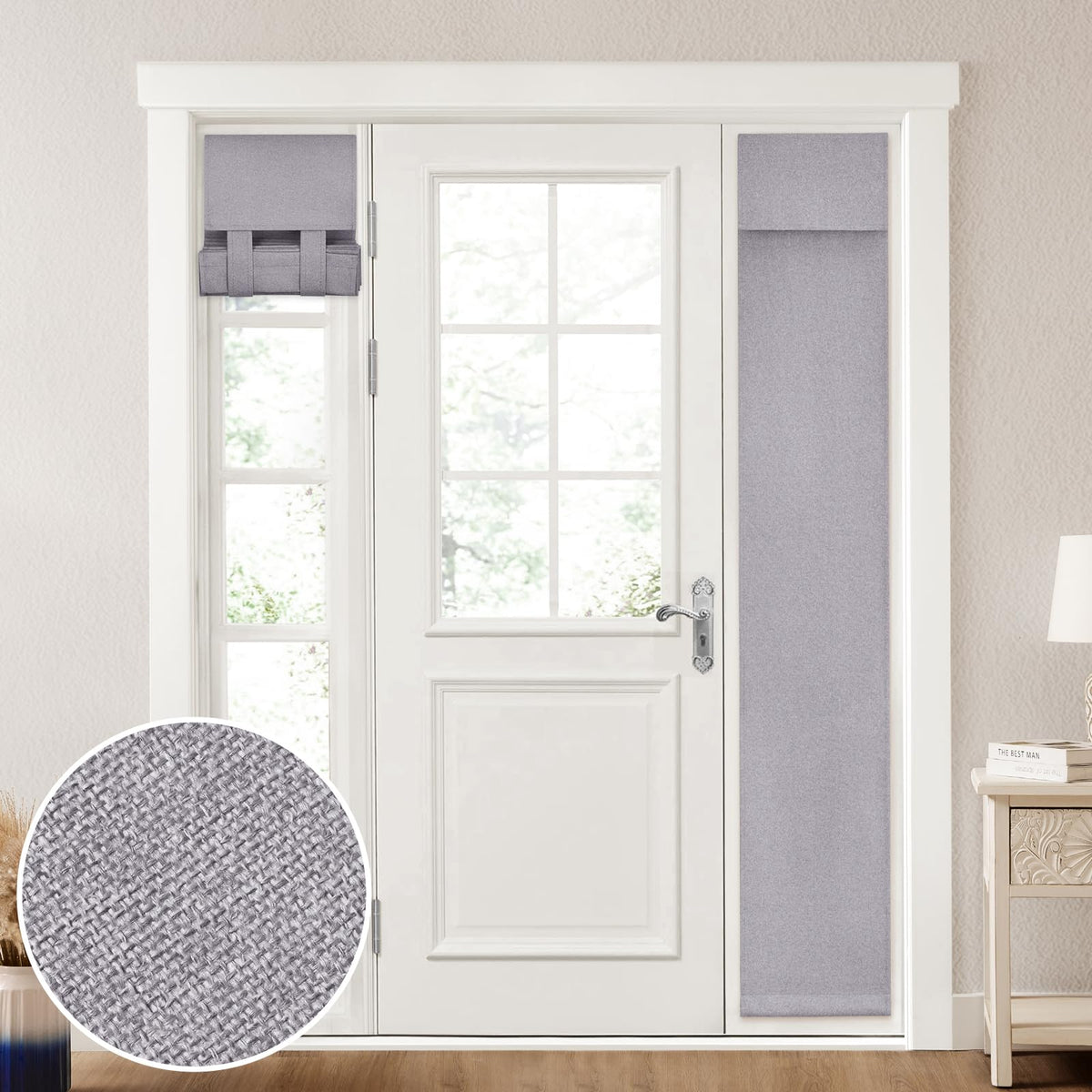 HOMEIDEAS 100% Blackout Linen Door Curtains for French Door 26x68 Inch