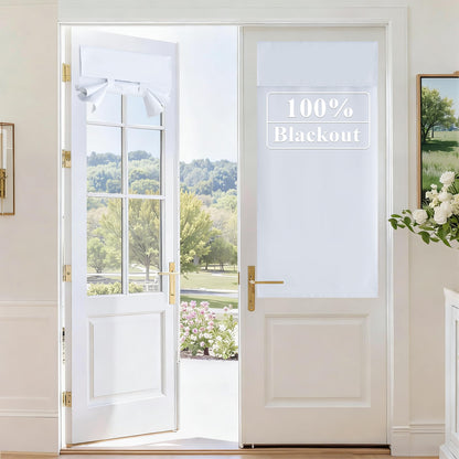RYB HOME Blackout French Door Curtain, No Drill, W26 x L69, Black, 1 Panel