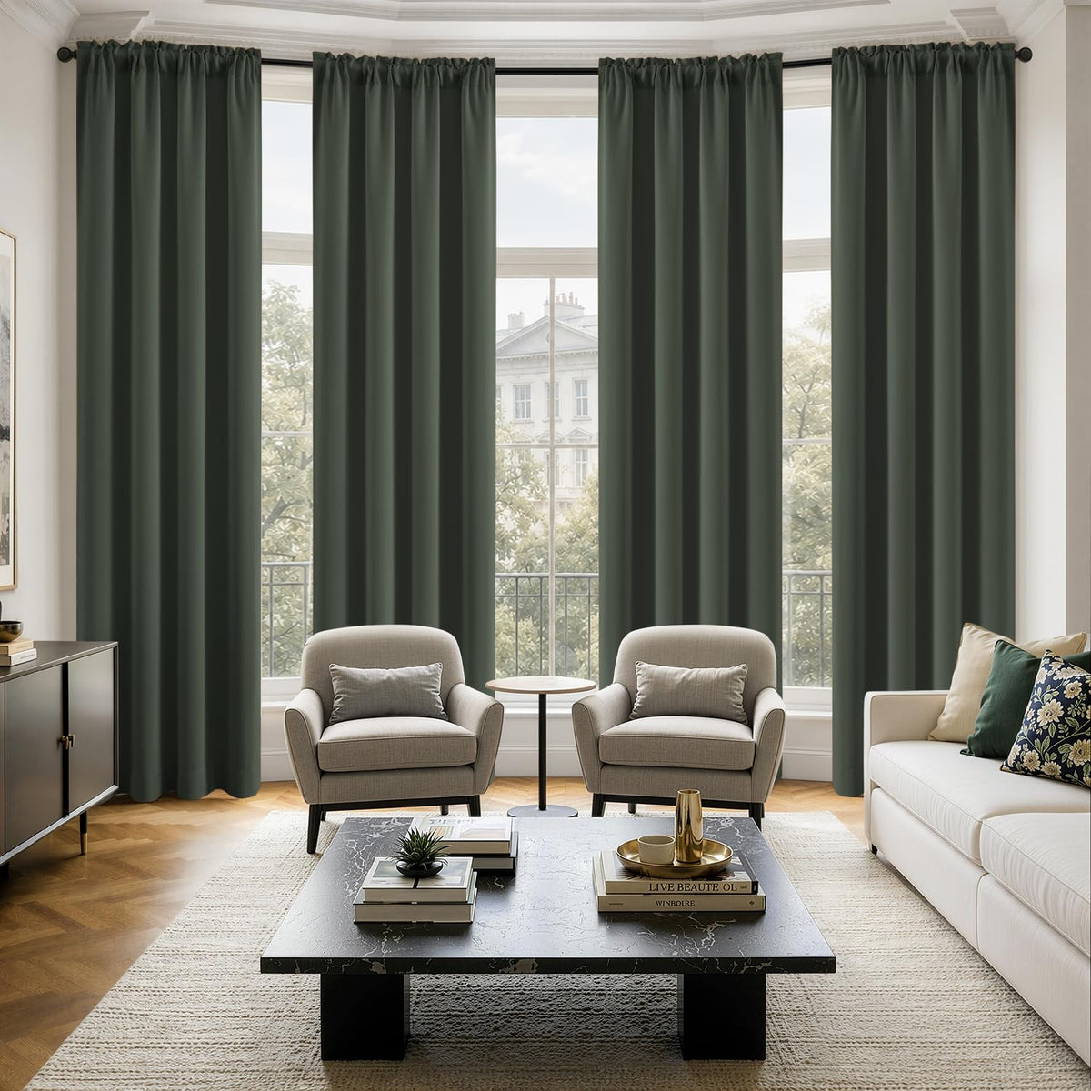 MIULEE Black Blackout Curtains 63 Inch Length for Bedroom Set of 4 Panels