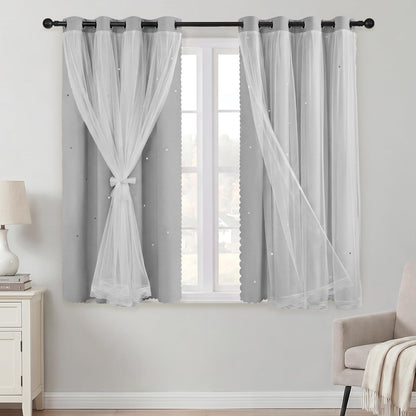 XiDi Blackout Curtains for Girls Bedroom Decor Pink Kids Rainbow Curtains