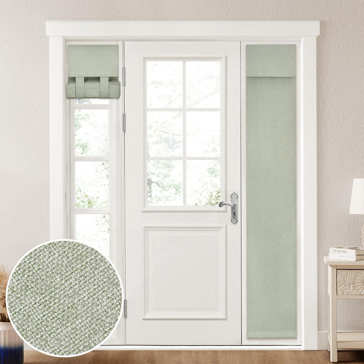 HOMEIDEAS 100% Blackout Linen Door Curtains for French Door 26x68 Inch