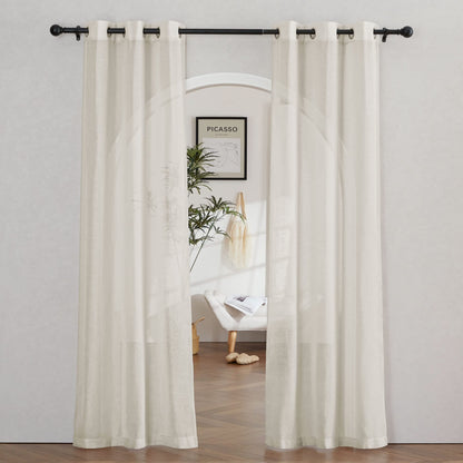 NICETOWN Semi Sheer Linen Ivory Curtains for Bedroom, W52xL84, 2 Panels