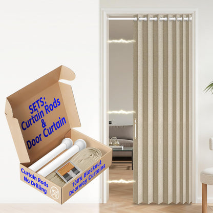 AJAZZ Blackout Accordion Door Magnetic Door Curtain Folding Closet Doors Curtain Invisible for Bedroom Room Living Room Doorway, Grey 42" W x 78" L, 1 Panel