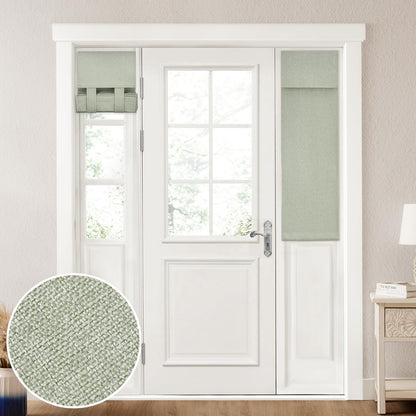 HOMEIDEAS 100% Blackout Linen Door Curtains for French Door 26x68 Inch