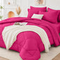 FUANNA Full Size Comforter Sets 7 PCS, Navy Blue Bed Set, Soft Bed in a Bag