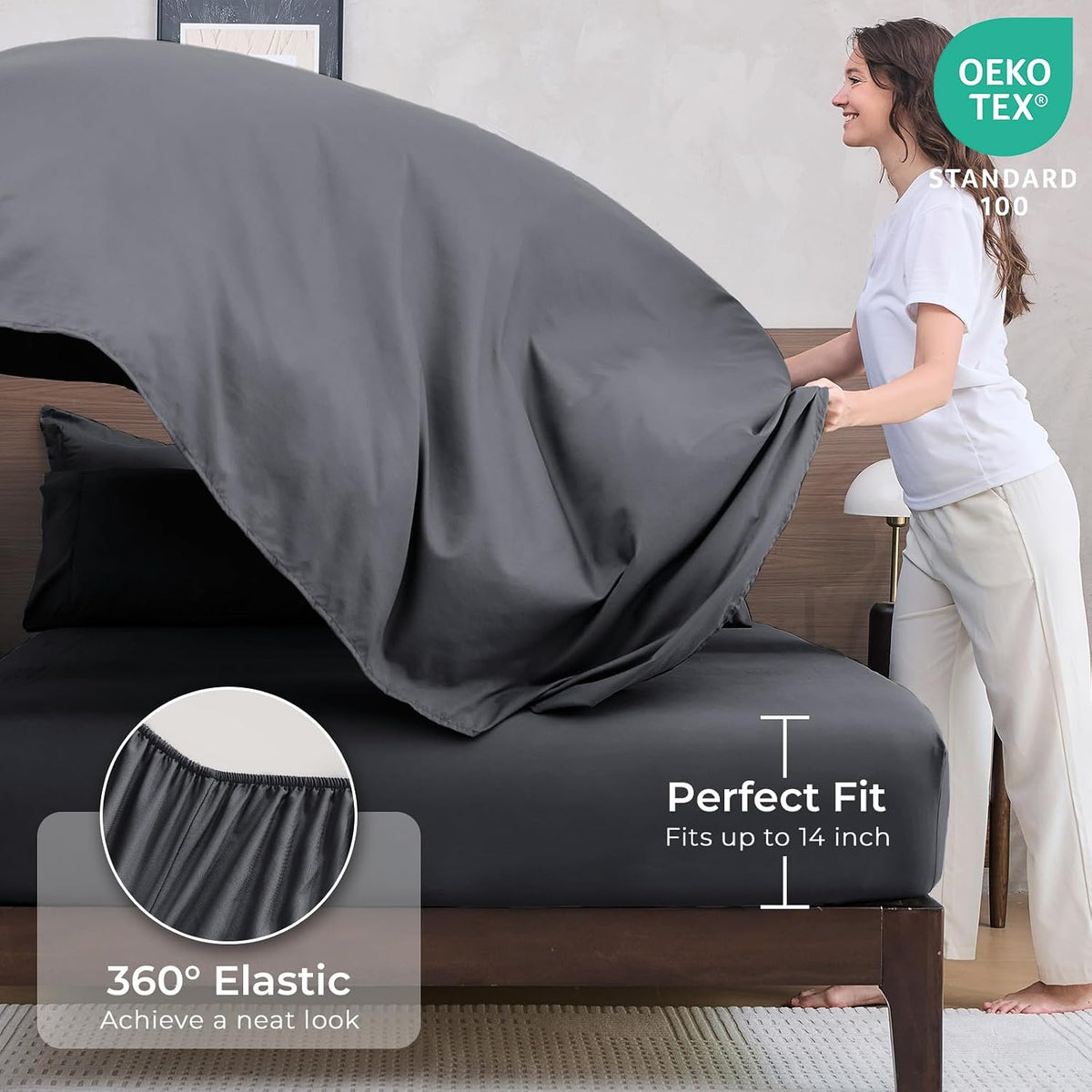 HEVUMYI 7-Piece Full Comforter Set, Dark Grey Bed in a Bag