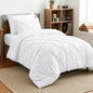 HIMEET Queen Comforter Set Black - 7 Pieces Pintuck Bed in a Bag