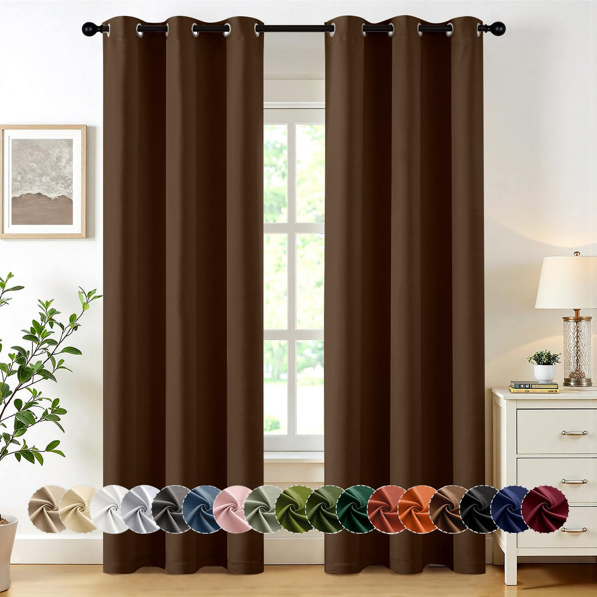 MIULEE Blackout Curtains for Bedroom 2 Panels 40 x 63 Inch Long Black