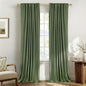 Linen Total Blackout Curtains for Bedroom Living Room 84 Inch, Cream