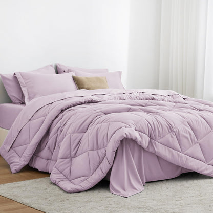 Love's cabin Queen Comforter Set, 7 Pieces Bed in a Bag, Black