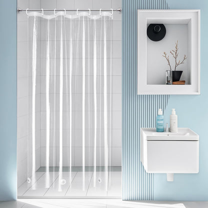 EurCross 9G Clear Shower Curtain Liner 72 x 78 inches Long with 5 Magnet Weights, Heavy Duty Weighted Premium PEVA Plastic Shower Curtain Liner for Bathroom, Without Hooks