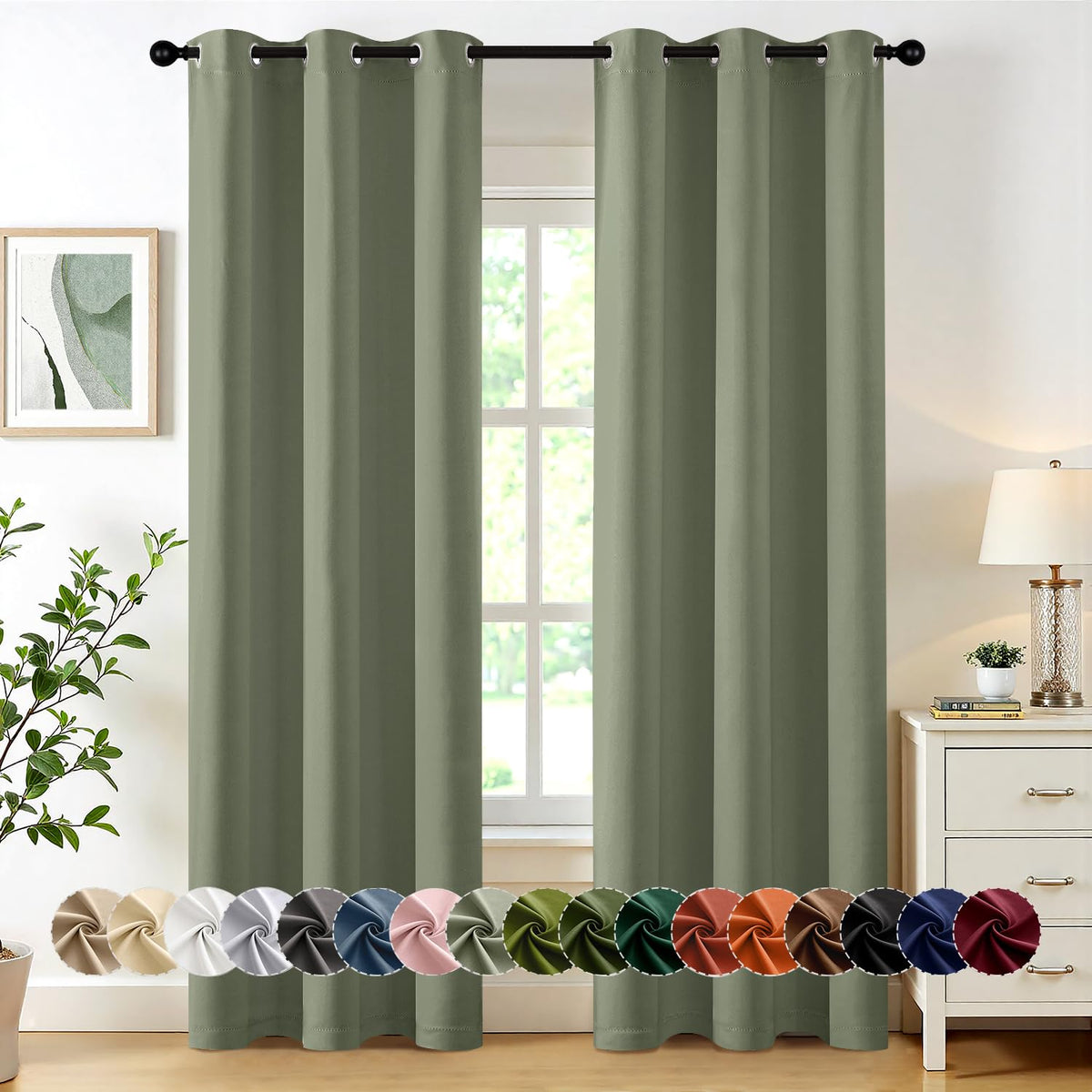 MIULEE Blackout Curtains for Bedroom 2 Panels 40 x 63 Inch Long Black