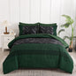 Luxudecor Burgundy Comforter Set Queen Size 7 Pieces Red and Black Stripe Bed in a Bag Geometric Comforter and Sheet Set, Soft Microfiber Complete Bedding Sets for All Seasons