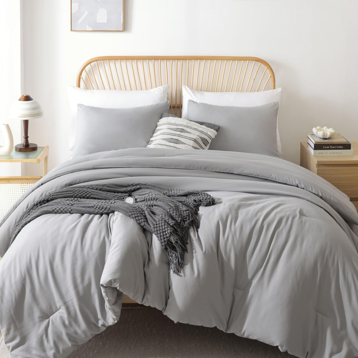 ROSGONIA King Size Comforter Set Olive Green, 3pcs (1 Boho Comforter & 2 Pillowcases), Lightweight Bedding Blanket All Season Bedspreads Quilt