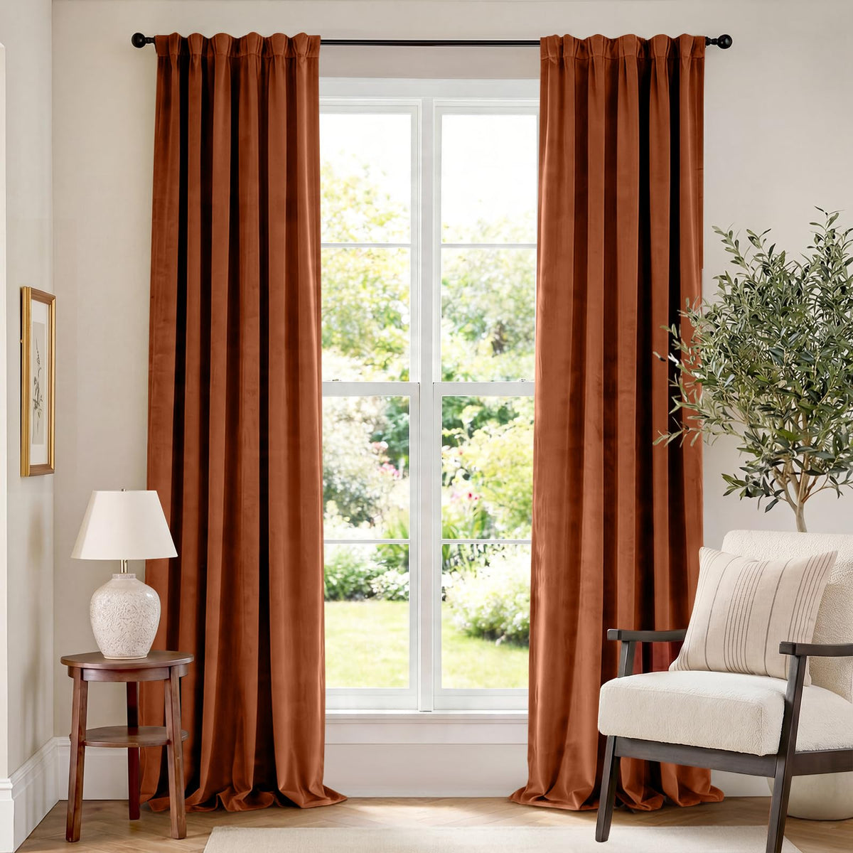 Lazzzy Blackout Curtains Thermal Insulated Curtains Room Window Drapes Super Soft Luxury Curtains for Living Room Bedroom Rod Pocket 2 Panels, 96 Inch Lined | Beige