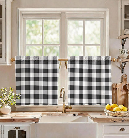 Miss Adola 36 Inch Length Kitchen Tier Curtains Pumpkin Leaf Cafe Curtains