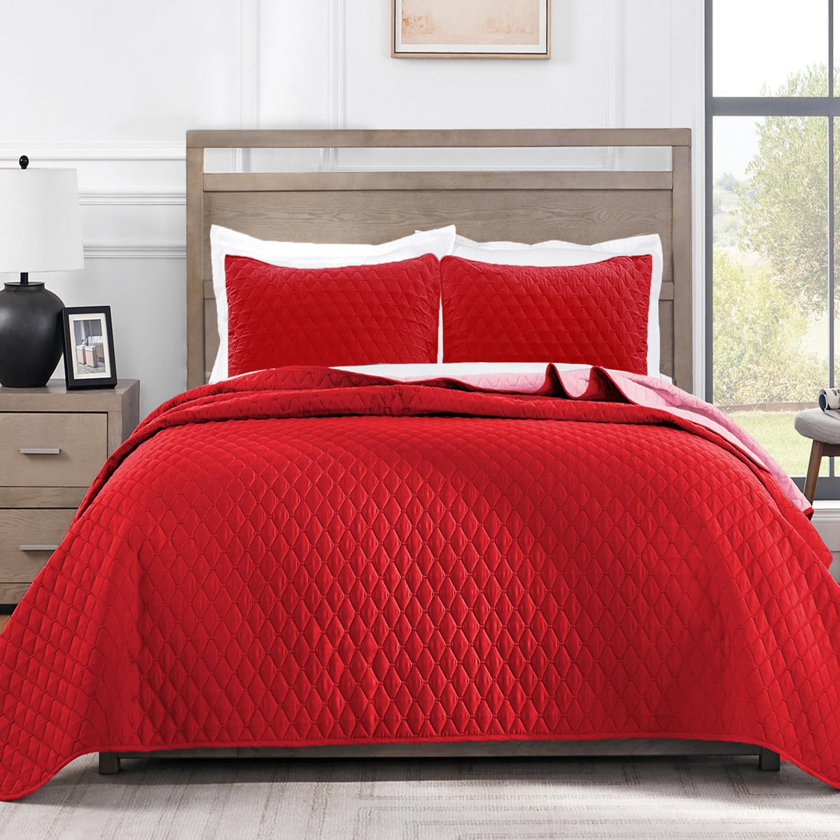 Exclusivo Mezcla Reversible Full Queen Quilt Bedding Set, Grey