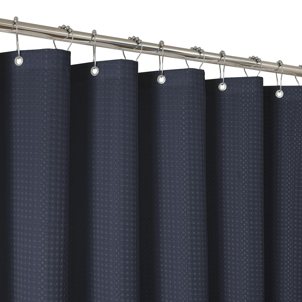 2-in-1 Waterproof Fabric Shower Curtain - No Separate Liner Needed, Hotel-Style Waffle Weave, Effortless Cleaning & Washable Bathroom Shower Curtain Set,72Wx72H,White