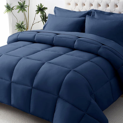 JOLLYVOGUE Full Comforter Set, Ultra-Soft Bed in a Bag Full Size 7 Pieces, Oeko-TEX Certified Bedding Set with Down Alternative Comforter, Sheets, Pillowcases & Shams, Black