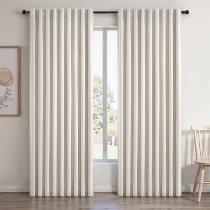 Topfinel Cream Linen Blackout Curtains 84 Inch Long for Bedroom Living Room, Ivory Pinch Pleat Back Tab Full Blackout Drapes Farmhouse Boho Curtains for Window, White Neutral Curtains 52" X 84" 7 FT