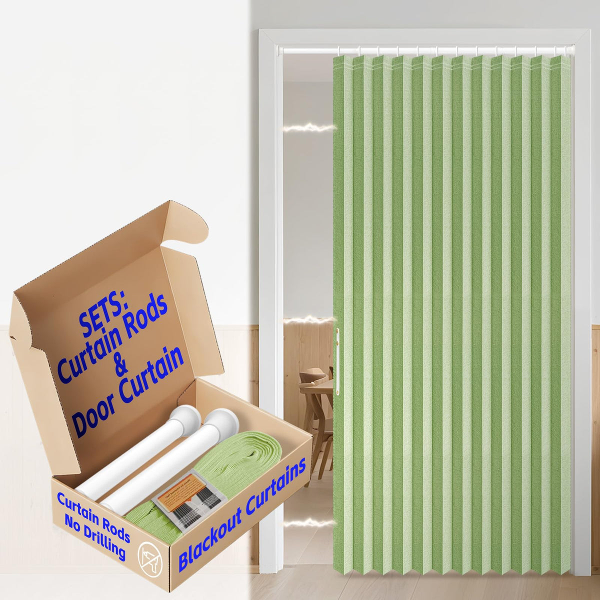AJAZZ Blackout Accordion Door Magnetic Door Curtain Folding Closet Doors Curtain Invisible for Bedroom Room Living Room Doorway, Grey 42" W x 78" L, 1 Panel