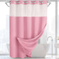 No Hook Shower Curtain with Liner Set Hotel Waffle Burgundy 72W X 75L