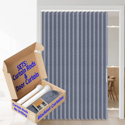 AJAZZ Blackout Accordion Door Magnetic Door Curtain Folding Closet Doors Curtain Invisible for Bedroom Room Living Room Doorway, Grey 42" W x 78" L, 1 Panel