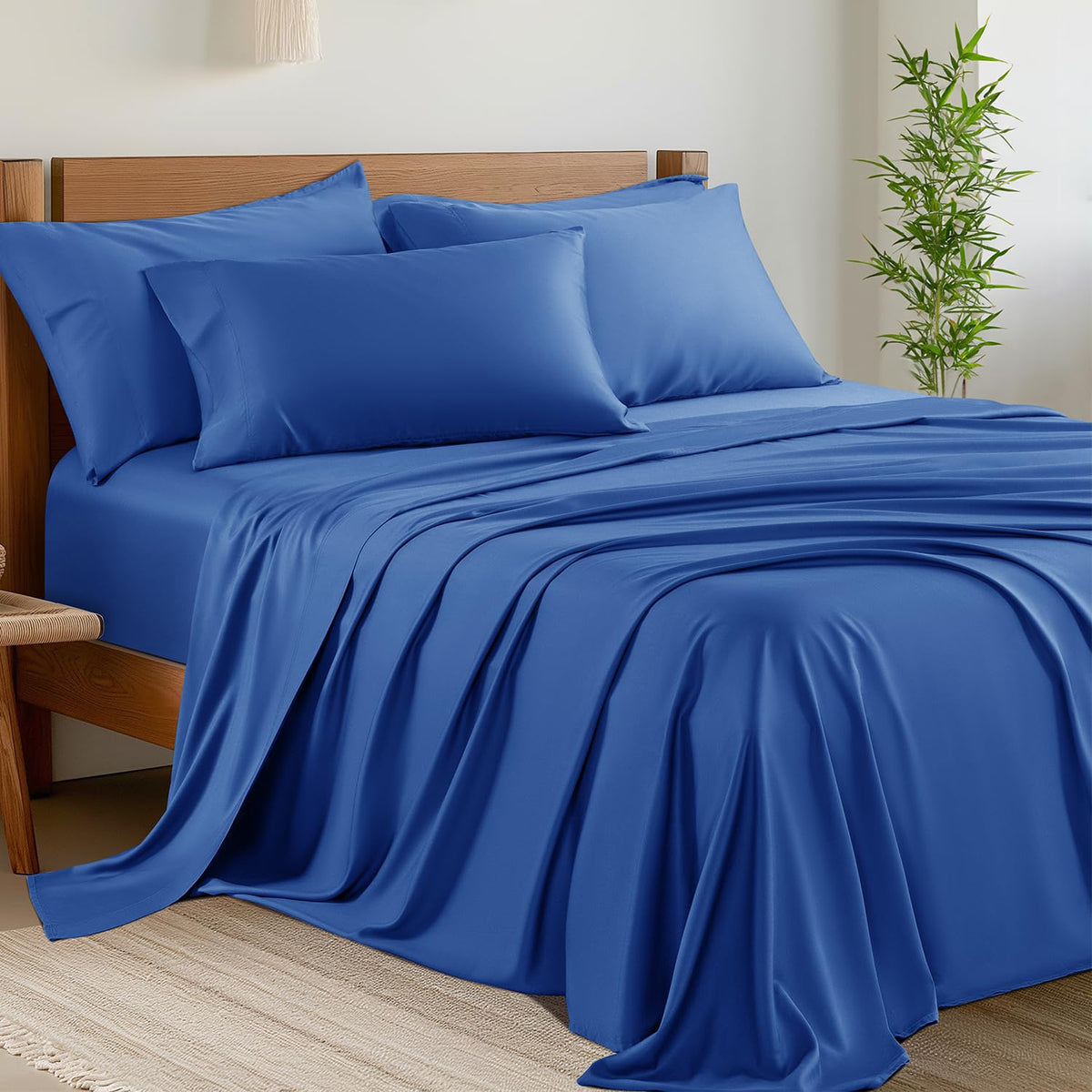 Shilucheng 6 Piece Queen Sheet Sets, Cooling Sheets, Dark Grey