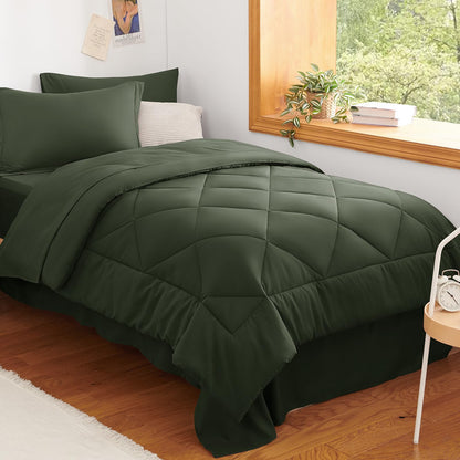 CozyLux Full Comforter Set 82"x86" Burgundy - 7 Piece Bed in a Bag