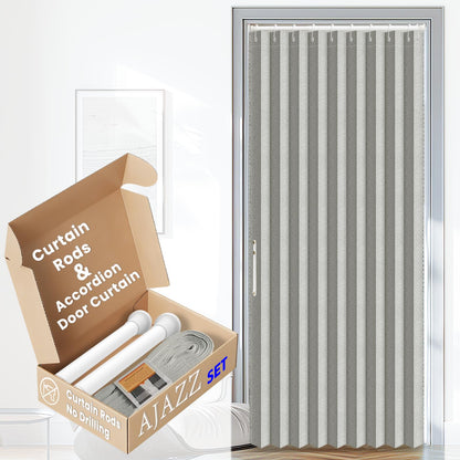 AJAZZ Blackout Accordion Door Magnetic Door Curtain Folding Closet Doors Curtain Invisible for Bedroom Room Living Room Doorway, Grey 42" W x 78" L, 1 Panel