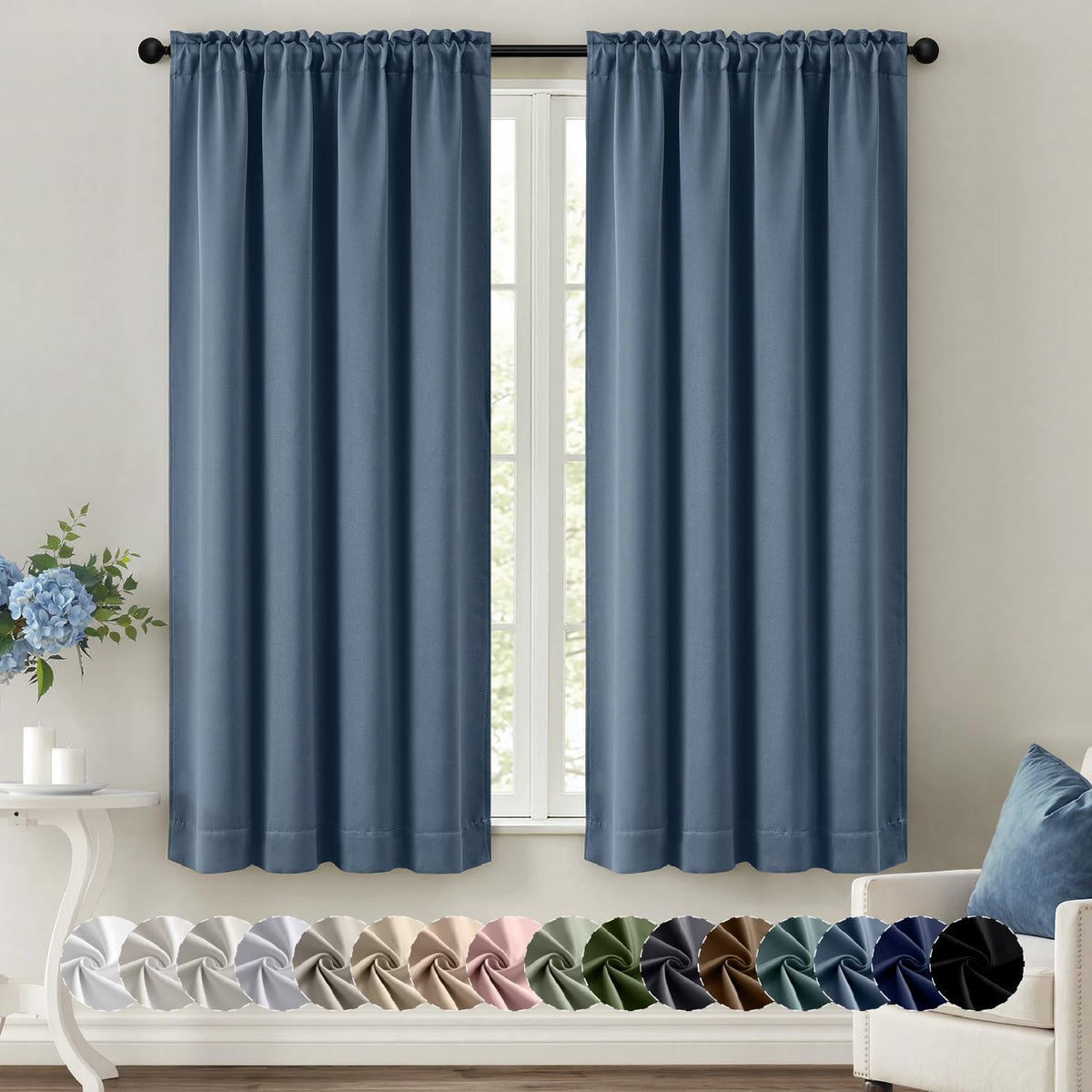 MIULEE Halloween Black Blackout Curtains for Bedroom Room 40"x63" 2 Panels