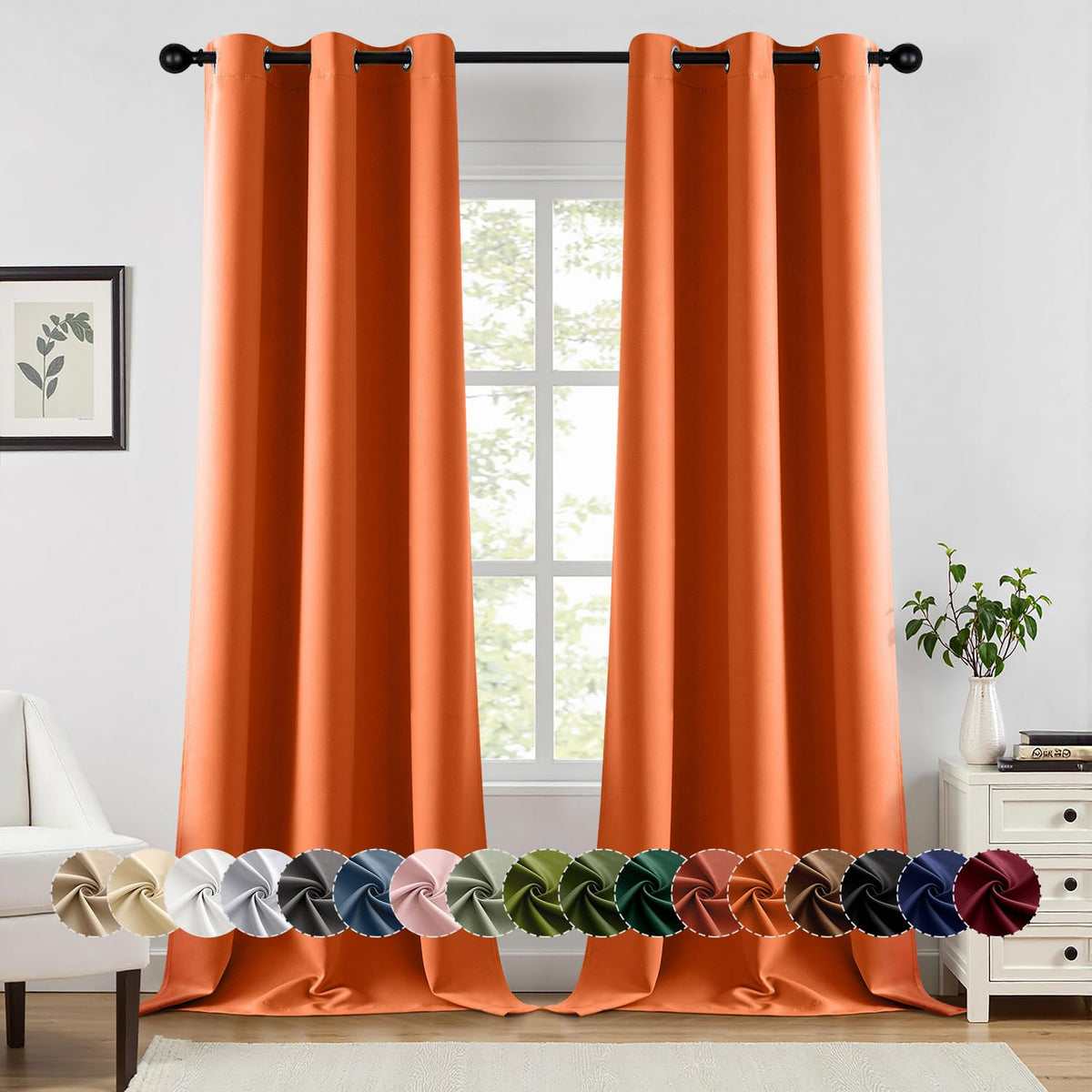 MIULEE Blackout Curtains for Bedroom 2 Panels 40 x 63 Inch Long Black