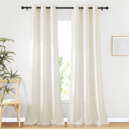 NICETOWN Semi Sheer Linen Ivory Curtains for Bedroom, W52xL84, 2 Panels